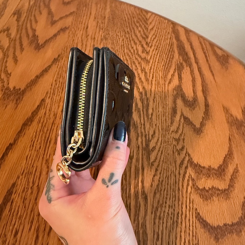 Coach Black Embossed Card Holder - Picture 2 of 7
